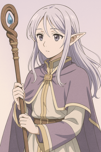 Frieren-style anime portrait