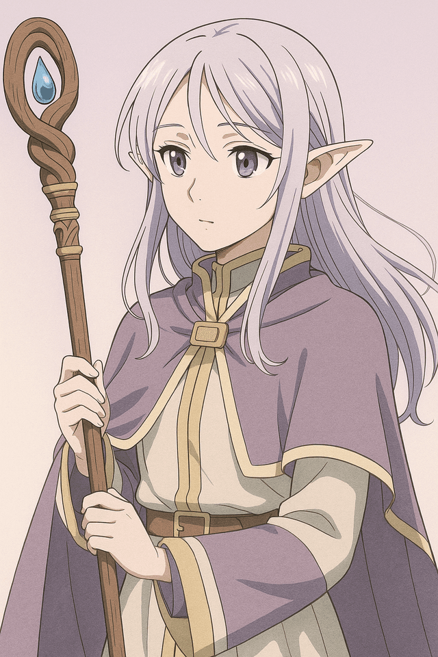 Frieren-style anime portrait